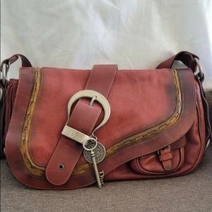 Authentic CHRISTIAN DIOR Calfskin Gaucho Red Double Saddle bag